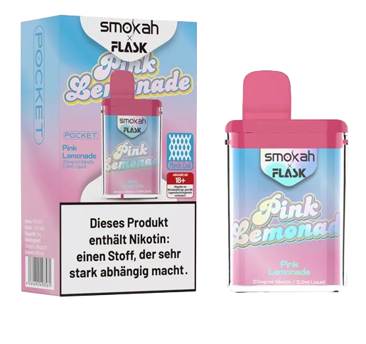 Smokah x Flask - Pocket Einweg E-Zigarette - Pink Lemonade 20 mg/ml