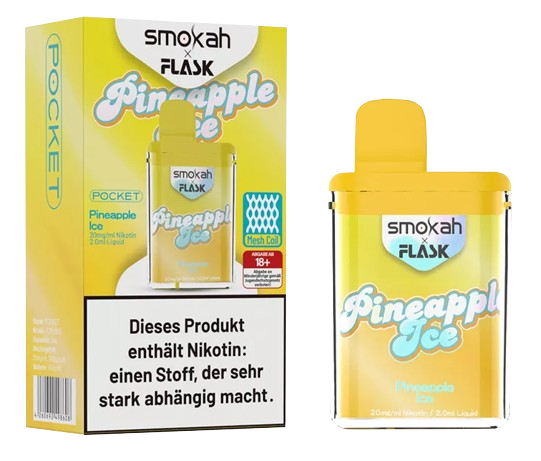 Smokah x Flask - Pocket Einweg E-Zigarette - Pineapple Ice 20 mg/ml