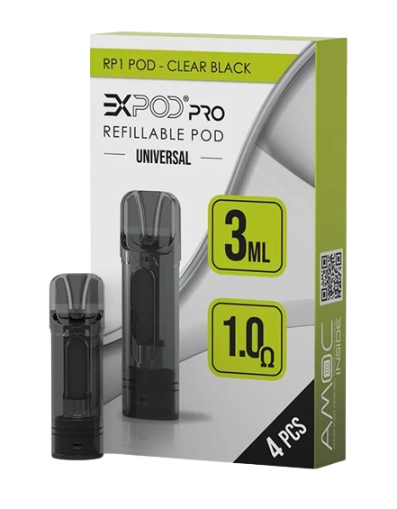 Expod Pro RP1 Refillable Pod Clear Black (4er)