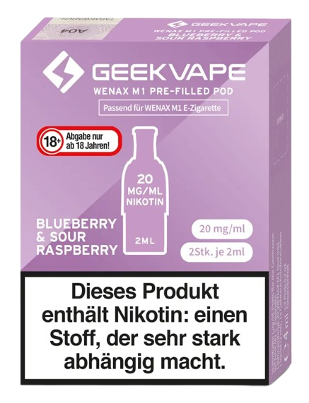 GeekVape - Wenax M1 Pod Blueberry&Sour Raspberry 20 mg/ml (2 Stück pro Packung)