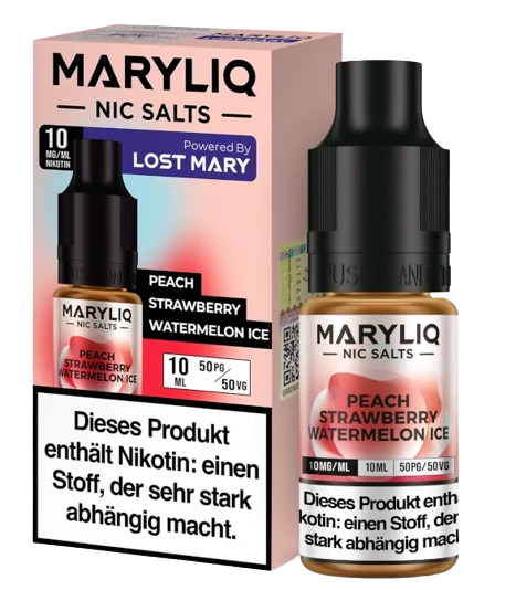 MARYLIQ - Peach Strawberry Watermelon Ice - Nikotinsalz Liquid 10 mg/ml