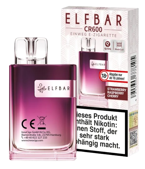 Elfbar - CR600 Einweg E-Zigarette - Strawberry Raspberry Cherry 20 mg/ml