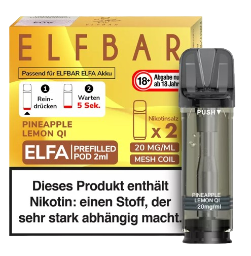 Elfbar Elfa Pod Pineapple Lemon Qi 20mg/ml (2 Stück pro Packung)