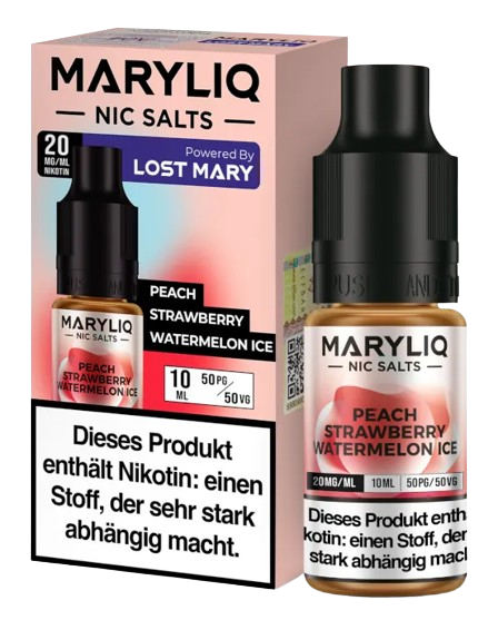 MARYLIQ - Peach Strawberry Watermelon Ice - Nikotinsalz Liquid 20 mg/ml