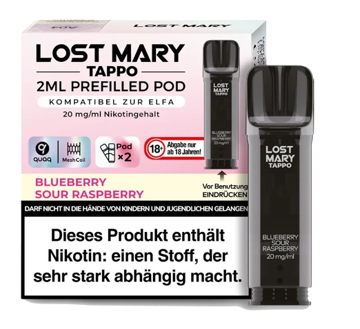 Lost Mary - Tappo Pod Blueberry Sour Raspberry 20 mg/ml (2 Stück pro Packung)