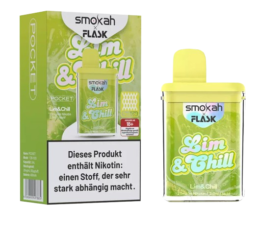 Smokah x Flask - Pocket Einweg E-Zigarette - Lim & Chill 20 mg/ml