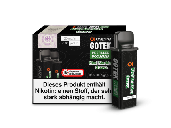 Aspire - GoTek Pod Kiwi Markisa Guava 20mg/ml (2 Stück pro Packung)