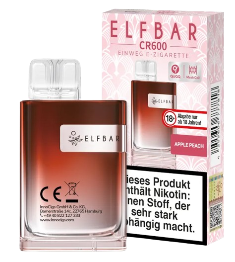 Elfbar - CR600 Einweg E-Zigarette - Apple Peach 20 mg/ml