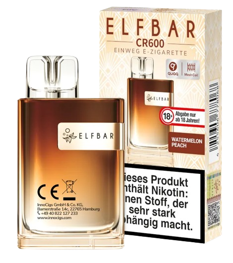 Elfbar - CR600 Einweg E-Zigarette - Watermelon Peach 20 mg/ml