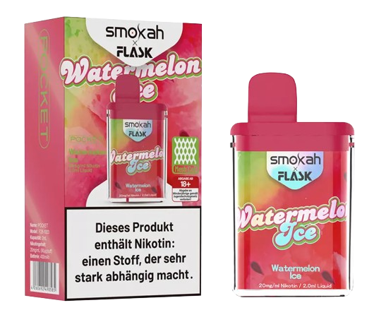 Smokah x Flask - Pocket Einweg E-Zigarette - Watermelon Ice 20 mg/ml