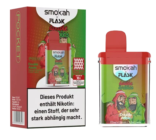 Smokah x Flask - Pocket Einweg E-Zigarette - Double Apple 20 mg/ml