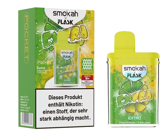 Smokah x Flask - Pocket Einweg E-Zigarette - Extro 20 mg/ml