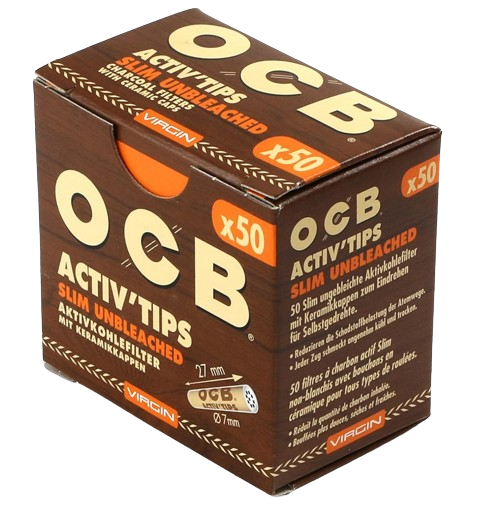 OCB Activ Tips Slim Unbleached, 7 mm