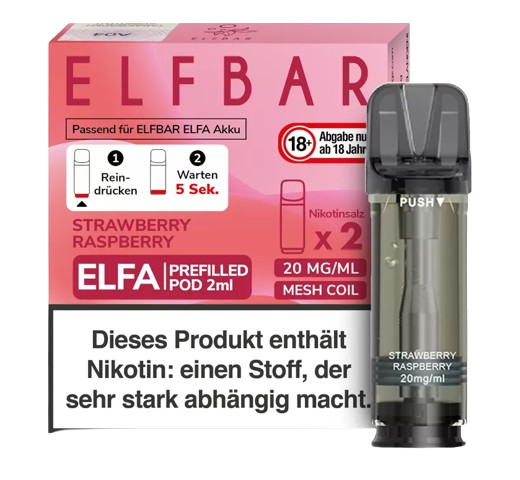 Elfbar Elfa Pod Strawberry Raspberry 20mg/ml (2 Stück pro Packung)